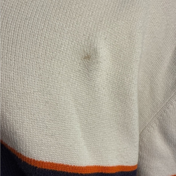 Cream and Navy Zip Up Sweater with Stand-Up Collar - Picture 3 of 5